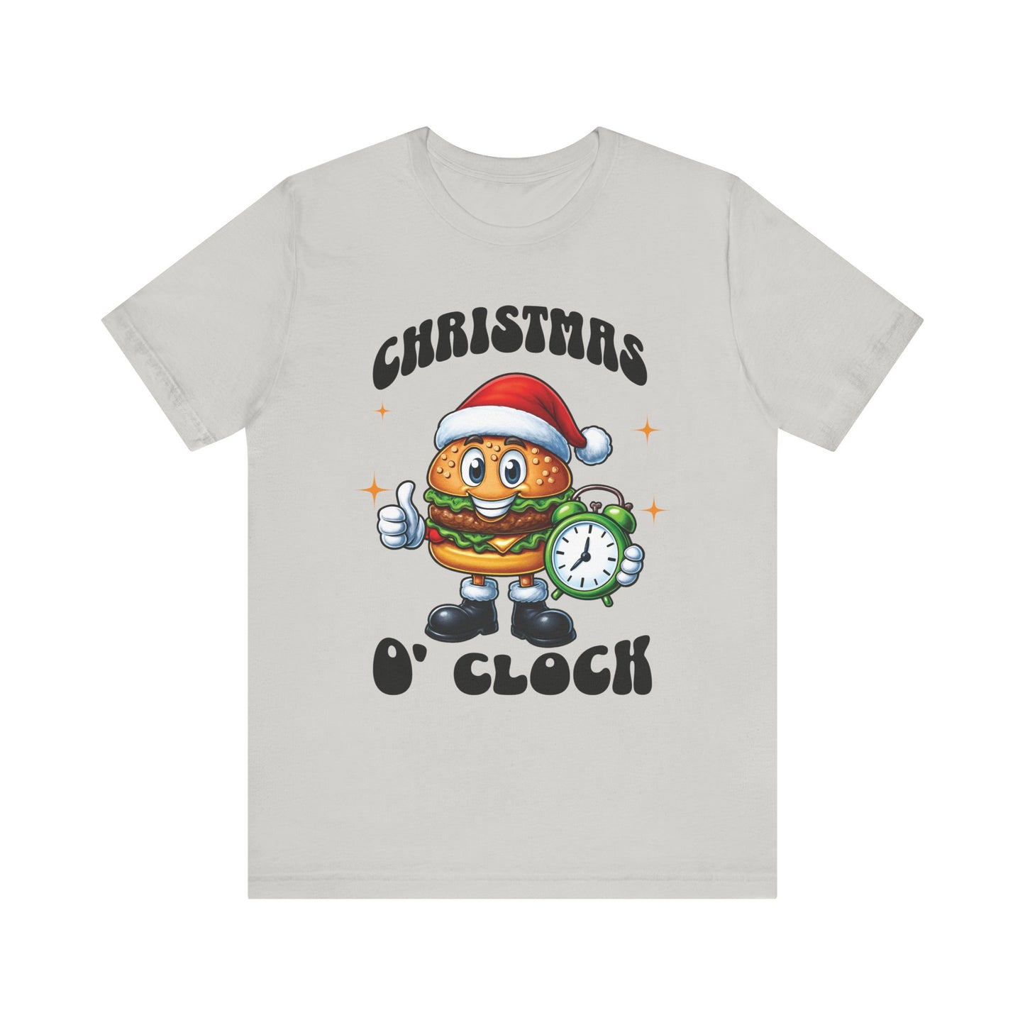 Christmas O'Clock T‑Shirt, Funny Santa Burger Holiday