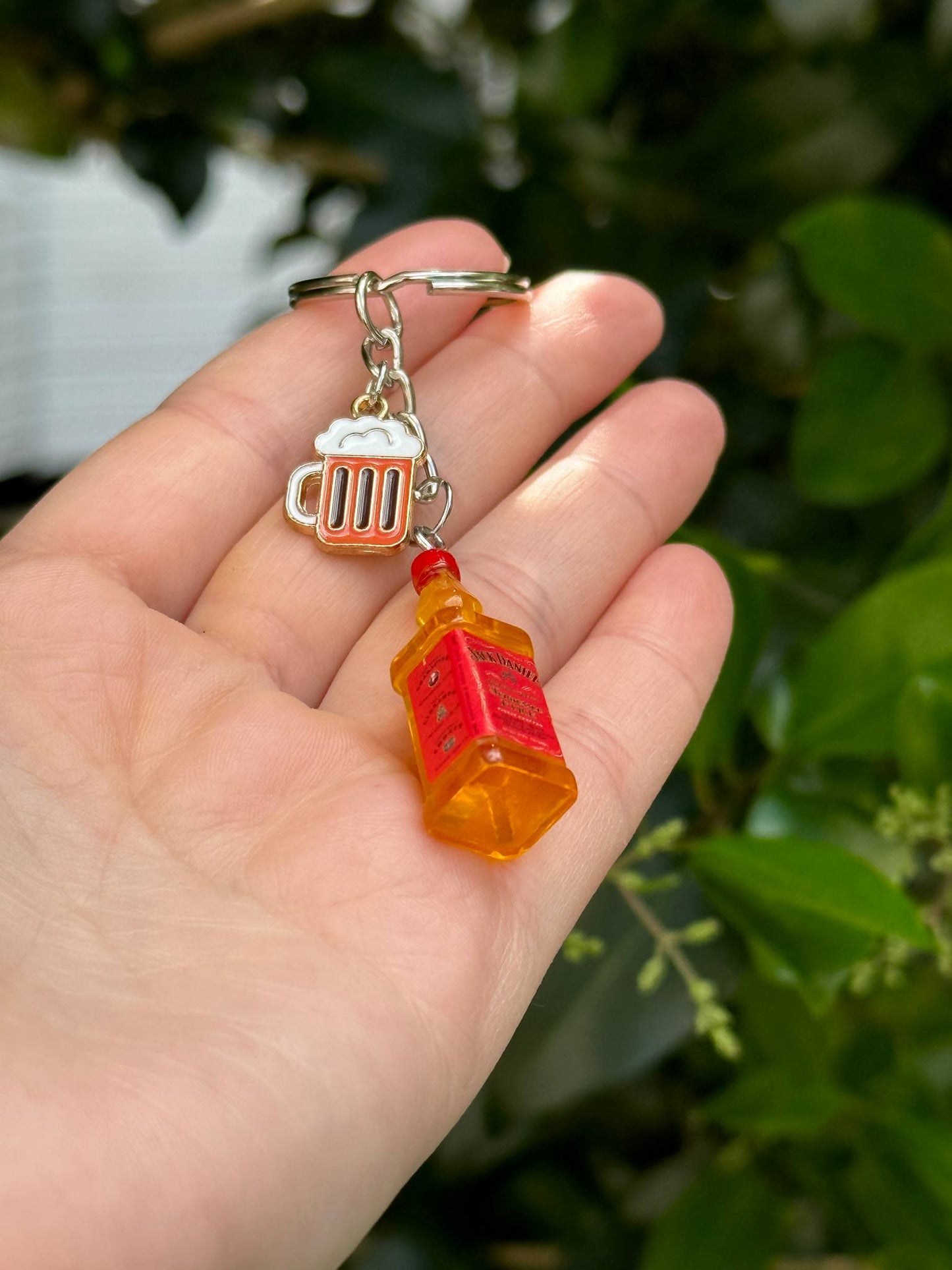 jack daniels style whisky bottle keychain with drink charms fun couple gift