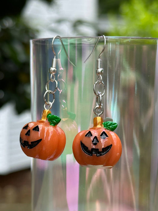 Halloween Earrings Jack Lantern Pumpkin Earring, Fun Handmade Jewelry Gift