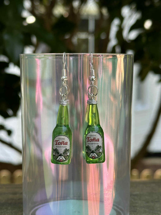 mini tona beer bottle earrings fun resin jewelry gift for beer lovers