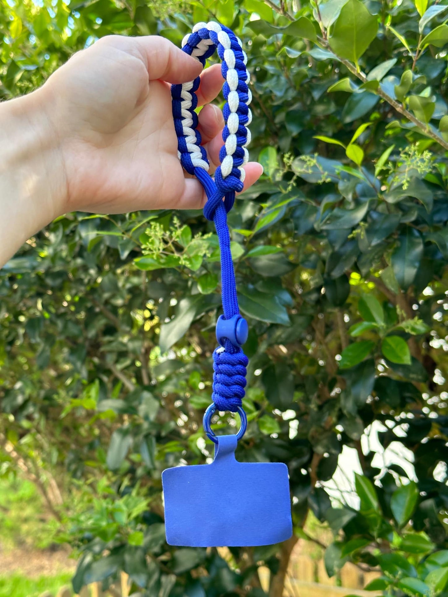 Blue Handmade Woven Adjustable Phone Lanyard universal Holder -  Blue 1 pc