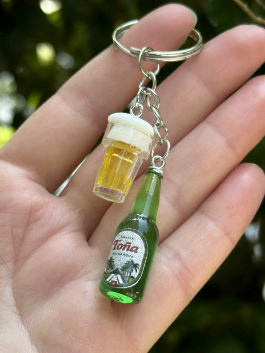 mini Tona beer resin keychain novelty gift fun bar-themed accessory