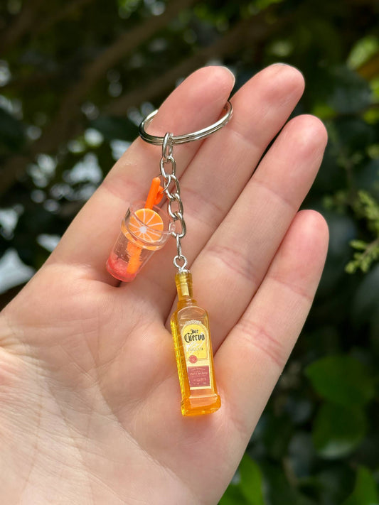 jose cuervo tequila charm keychain with cocktail cup gift for tequila lovers