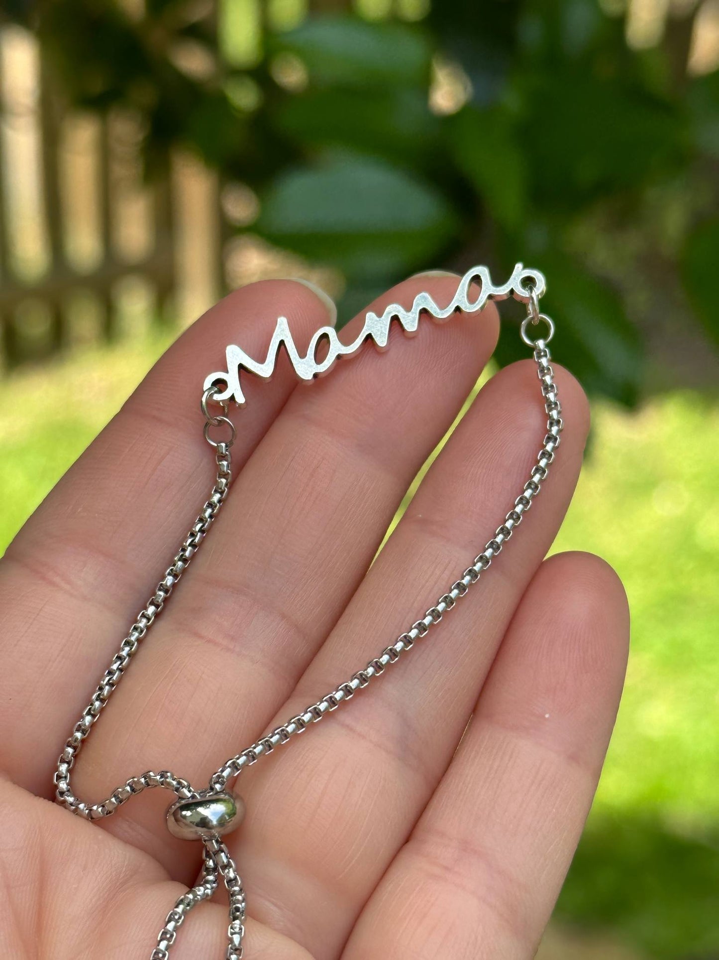 silver mama bracelet dainty minimalist jewelry gift for moms