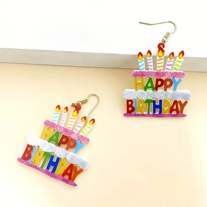 Happy Birthday cake Earrings