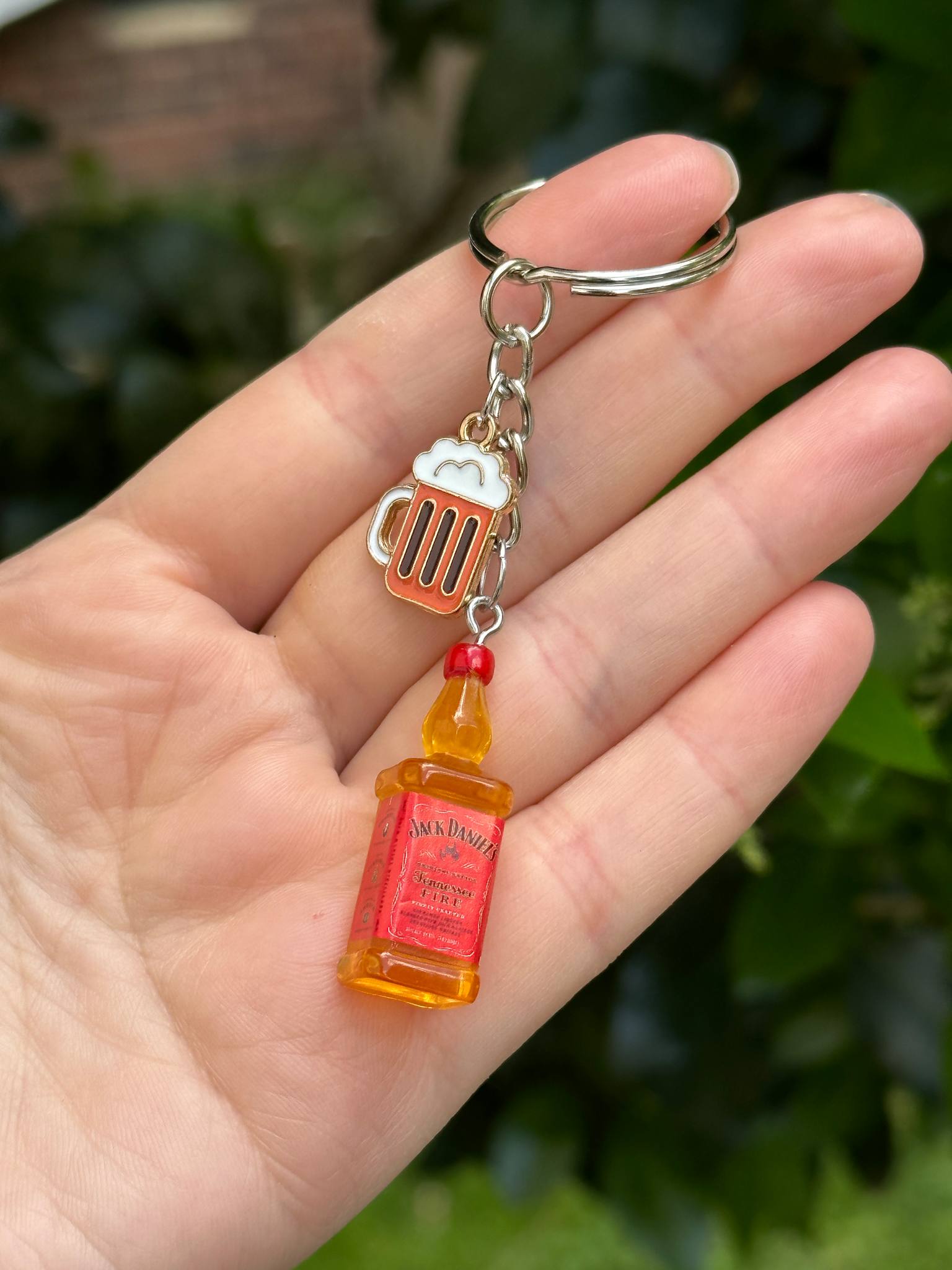 jack daniels style whisky bottle keychain with drink charms fun couple gift