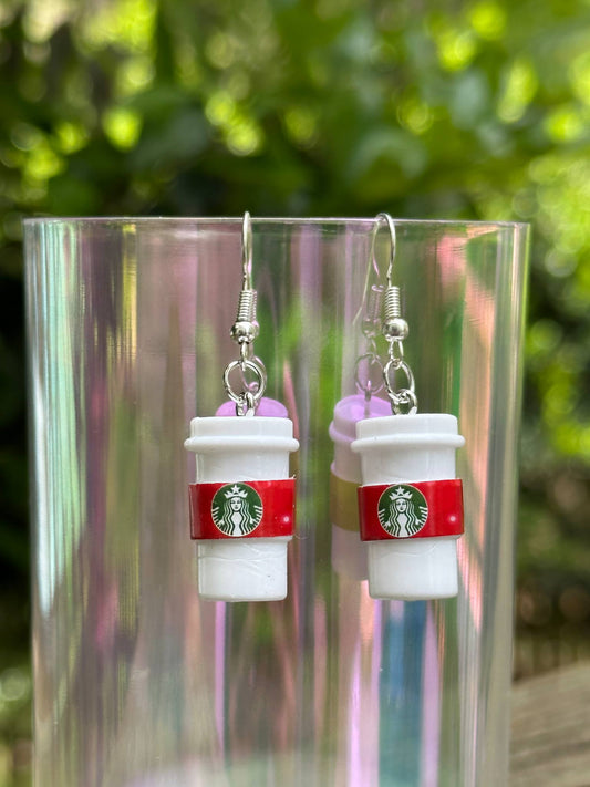 mini Starbucks coffee cup earrings resin handmade gift for coffee lovers