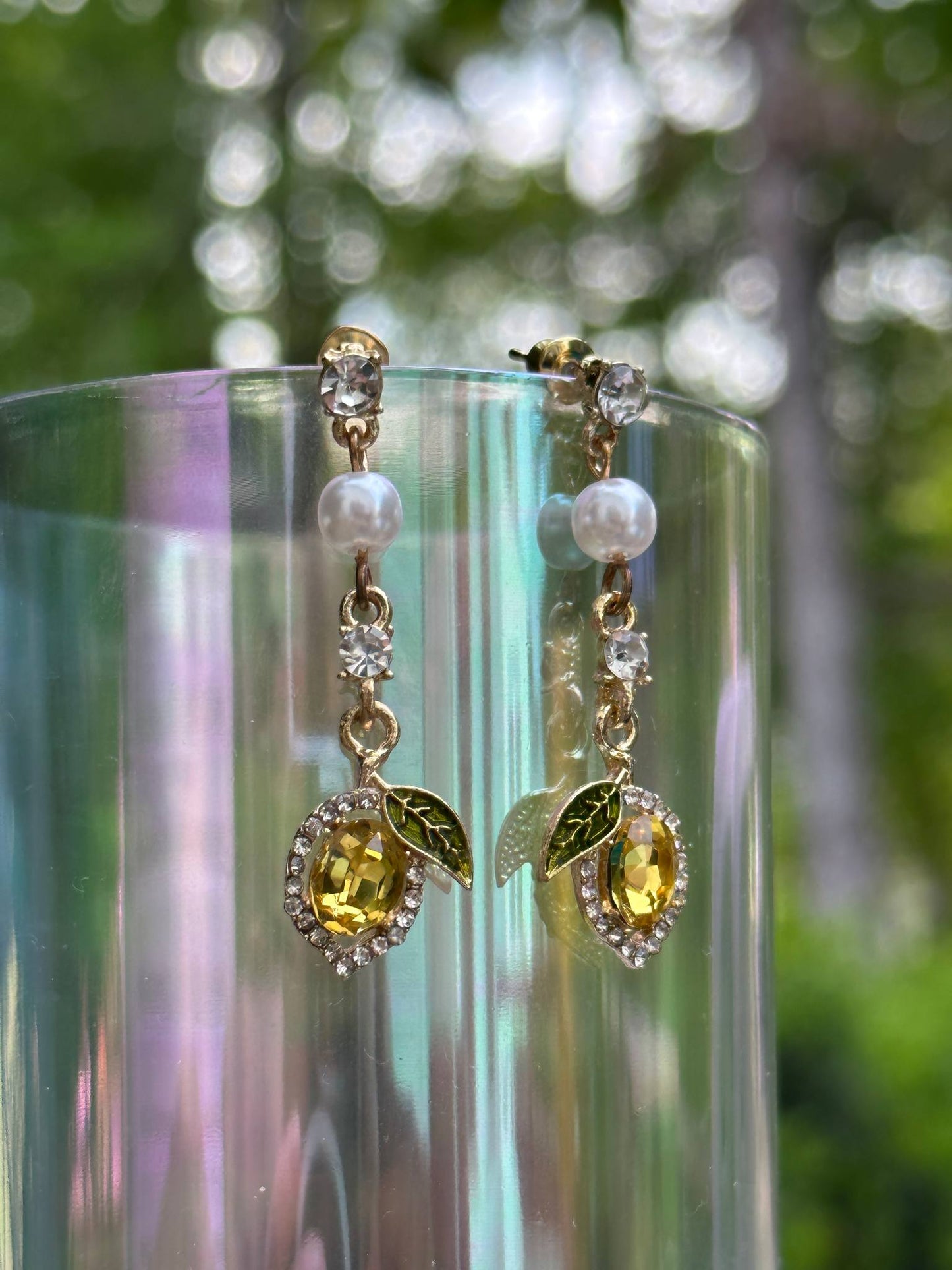 luxury lemon rhinestone earrings for women unique statement jewelry