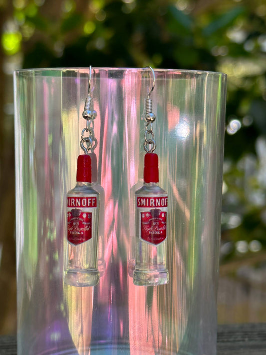 mini Smir. vodka bottle earrings resin handmade gift for vodka lovers