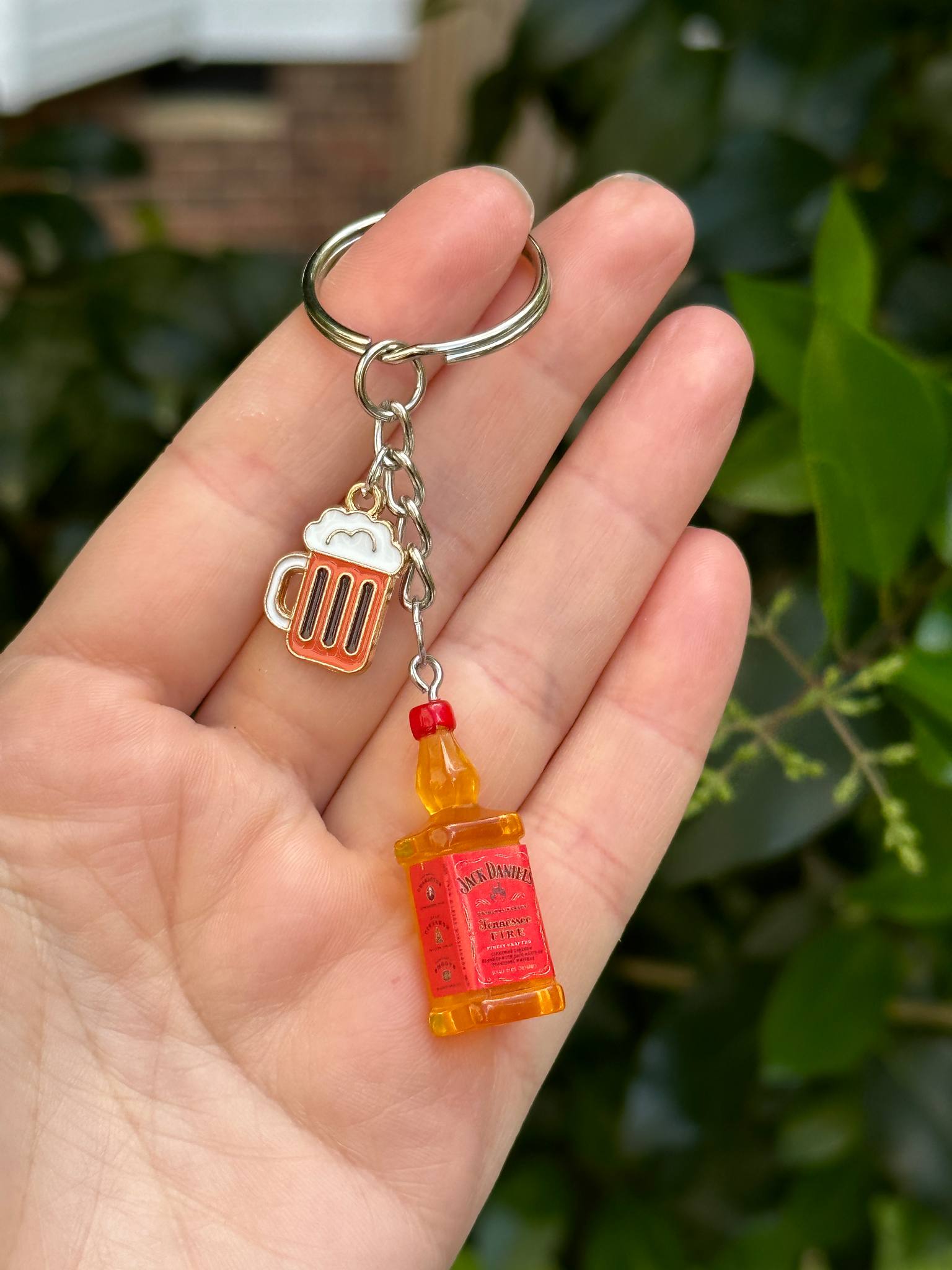 jack daniels style whisky bottle keychain with drink charms fun couple gift