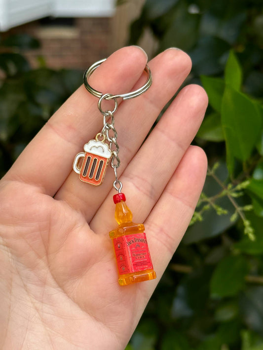 jack daniels style whisky bottle keychain with drink charms fun couple gift