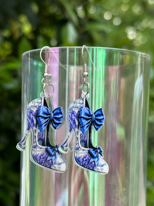 acrylic high heel earrings with bow stylish romantic dangle jewelry