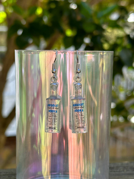 creative transparent vodka bottle earrings resin dangle jewelry for party lovers
