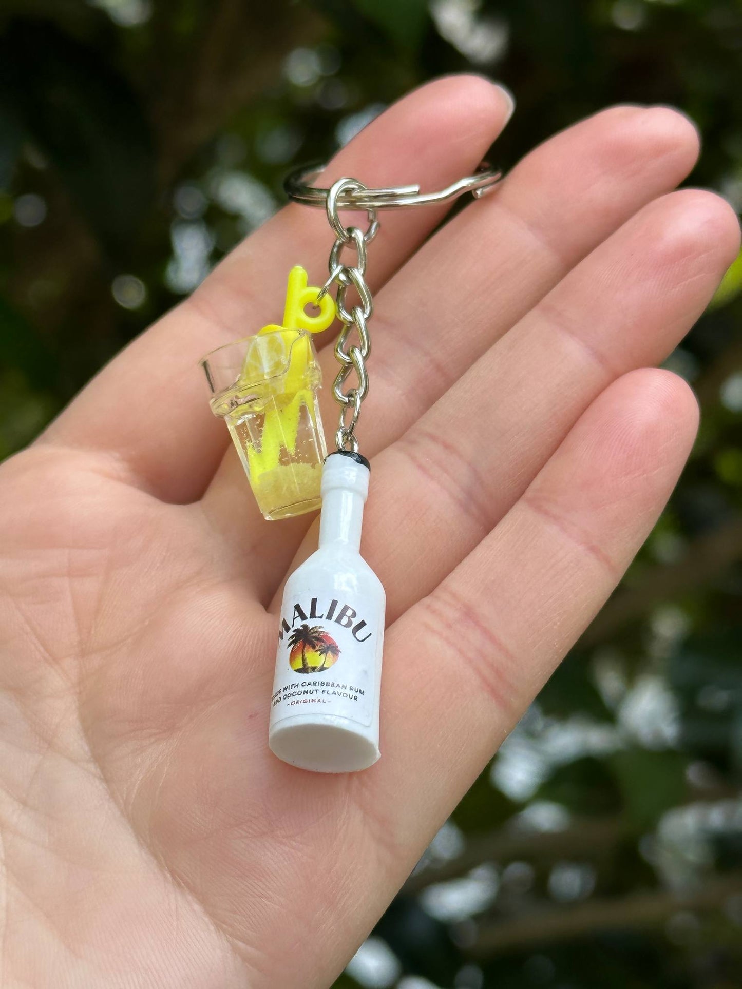 malibu bottle and drink cup keychain fun beach cocktail lover gift
