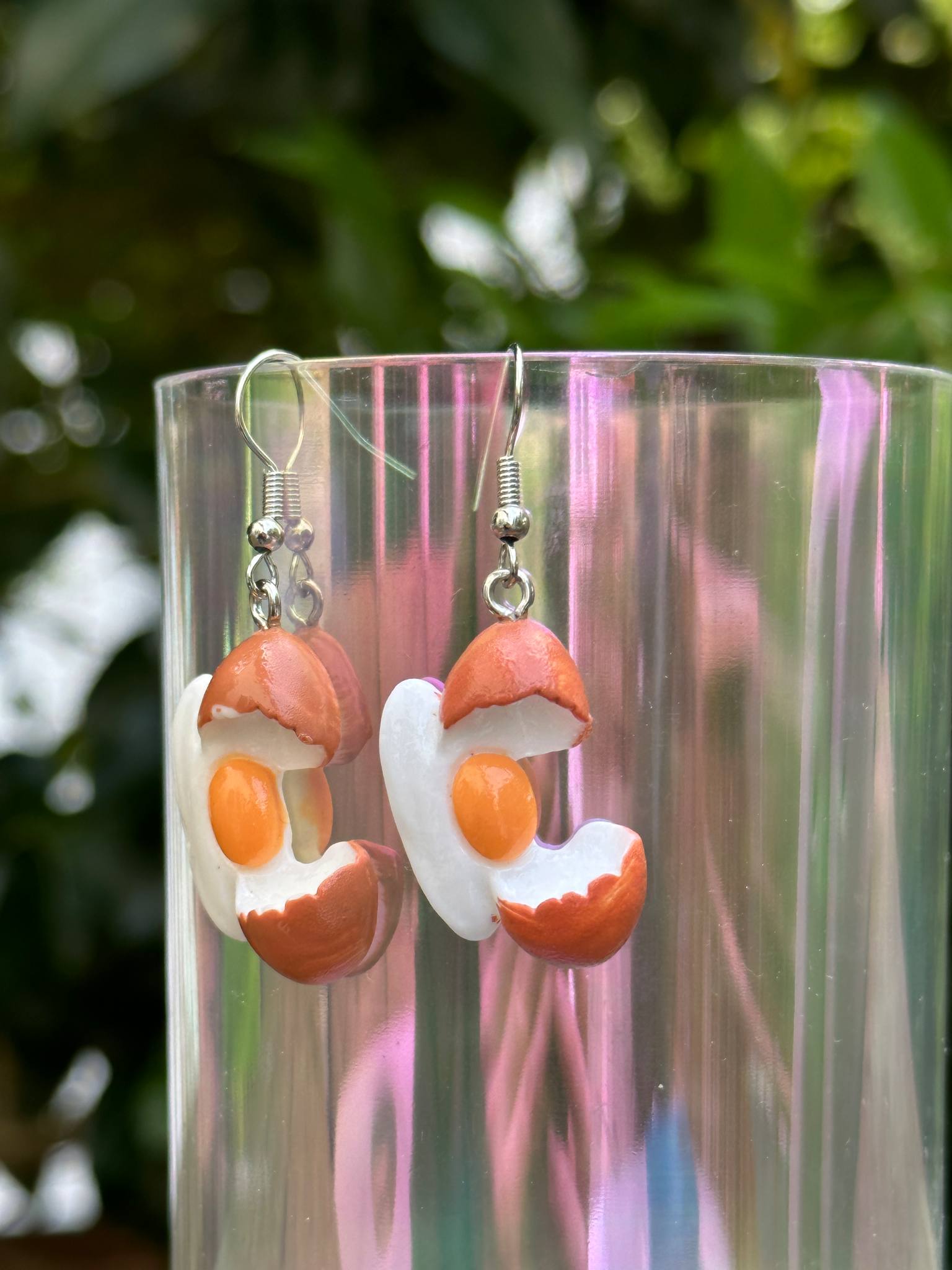 egg drop earrings for women fun polyresin food jewelry quirky style