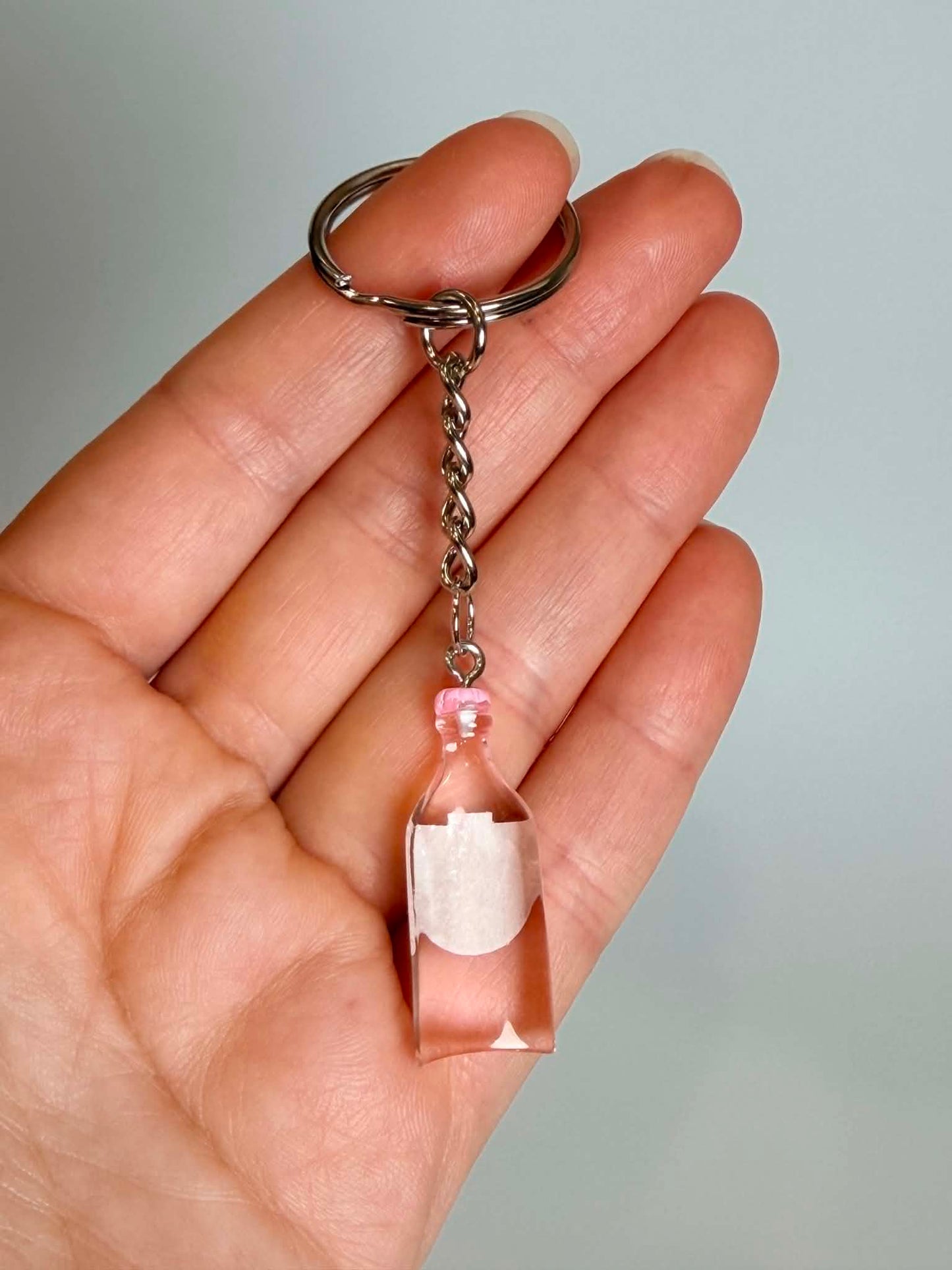 Mini drink Bottle Keychain Accessory Design.