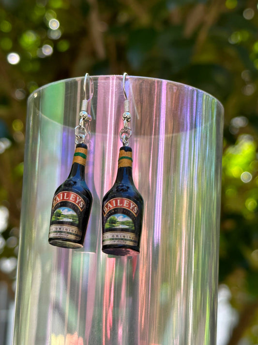 mini Bail. liqueur earrings handmade resin jewelry for Irish cream lovers
