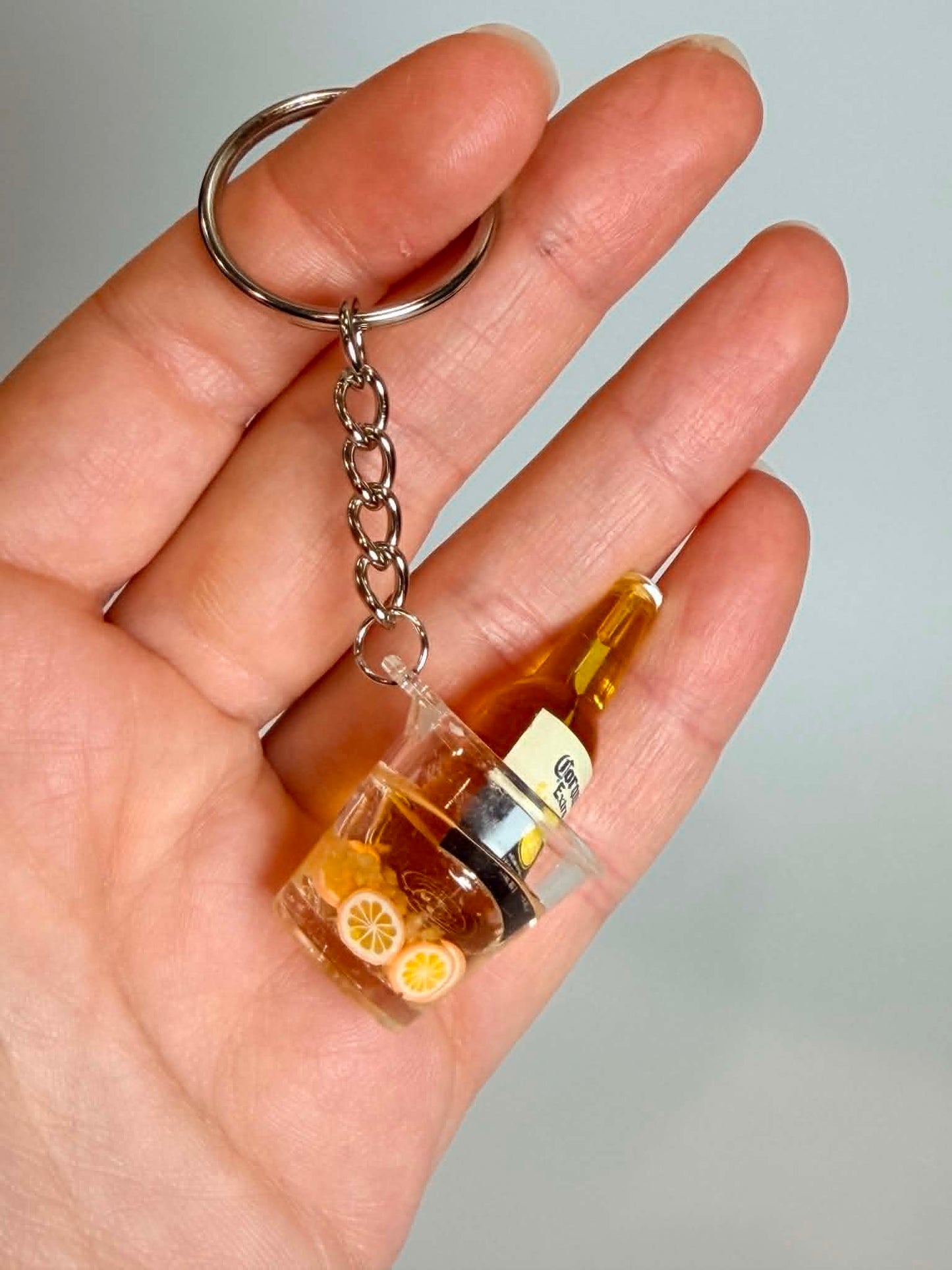 Mini drink Bottle Keychain. Cute Accessory for Bags, Keys and Gifts