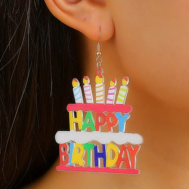 Happy Birthday cake Earrings