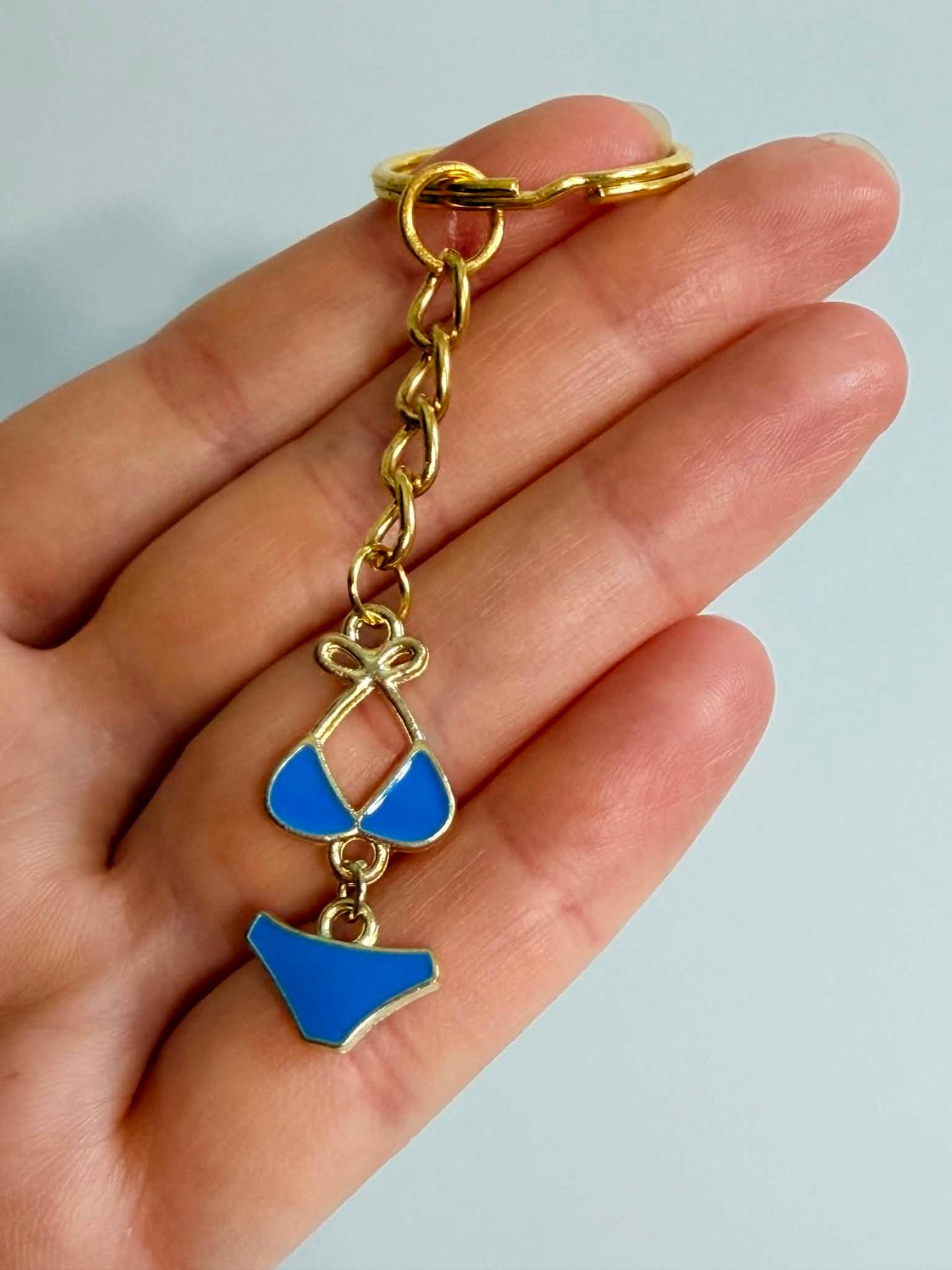 Mini Bikini design Keychain. Blue, Accessory for Bags, Keys and Gifts