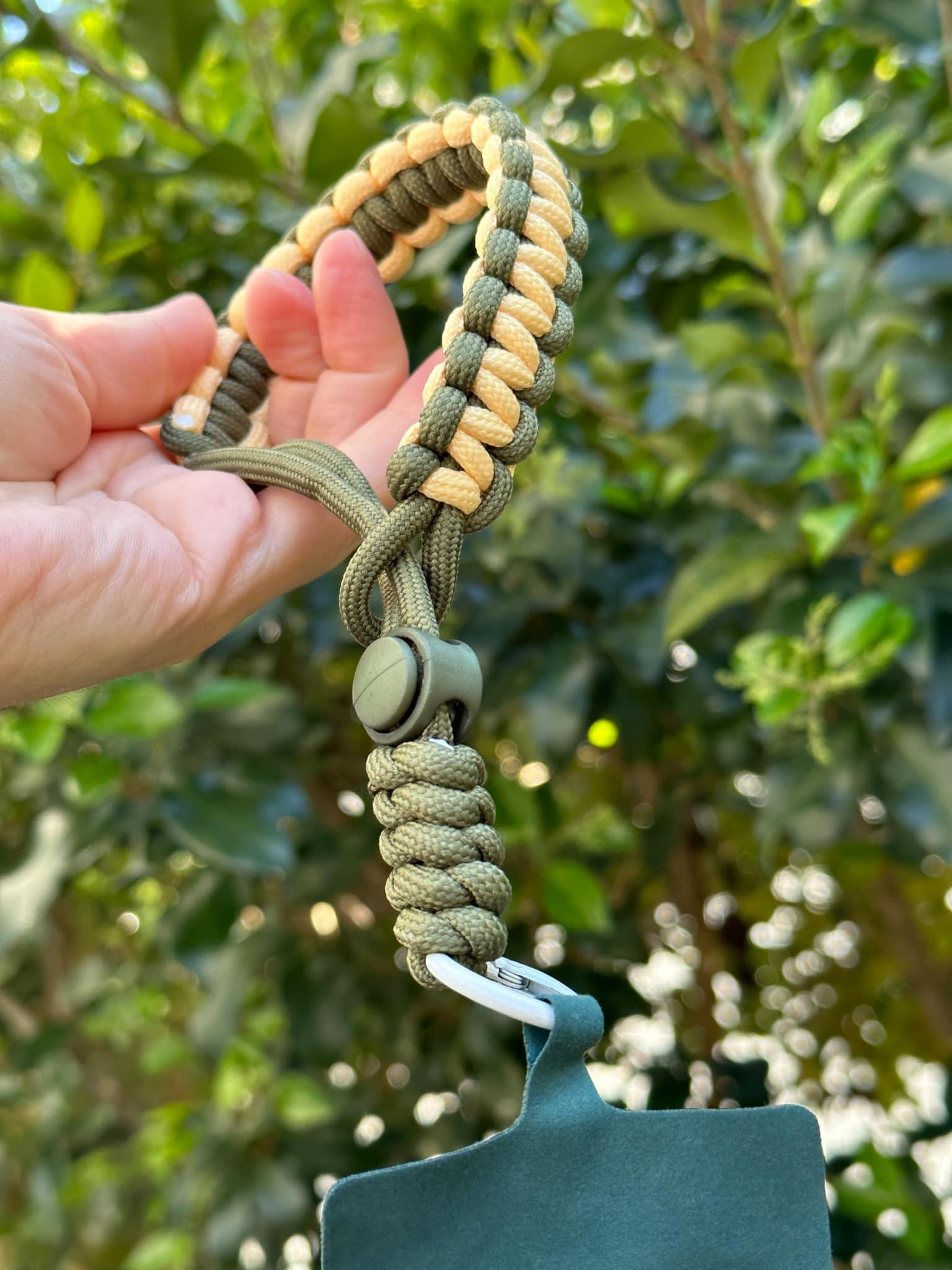 Green Handmade Woven Adjustable Phone Lanyard universal - Green 1 pc