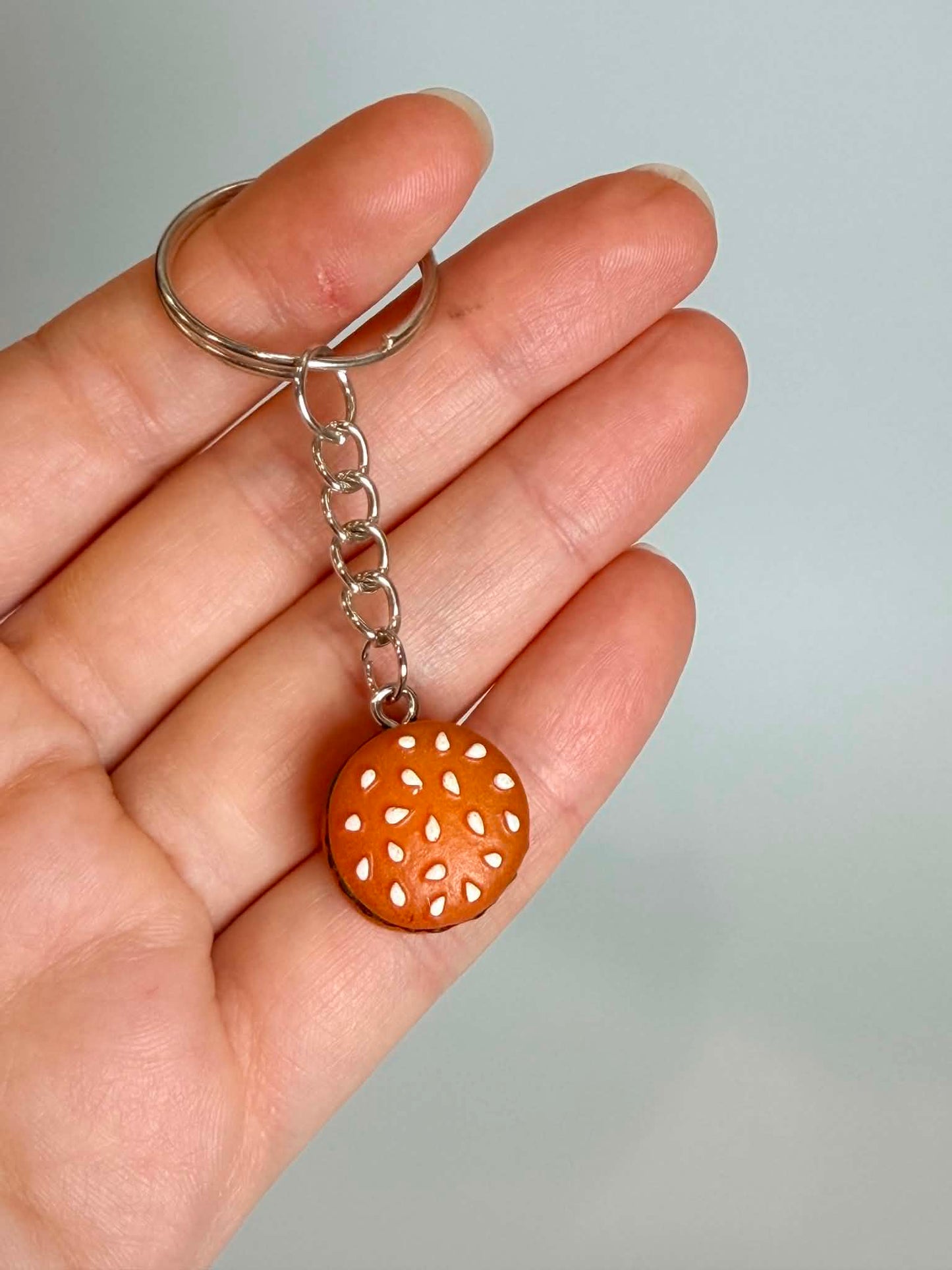Mini Hamburger Keychain. Cute Accessory for Bags, Keys and Gifts