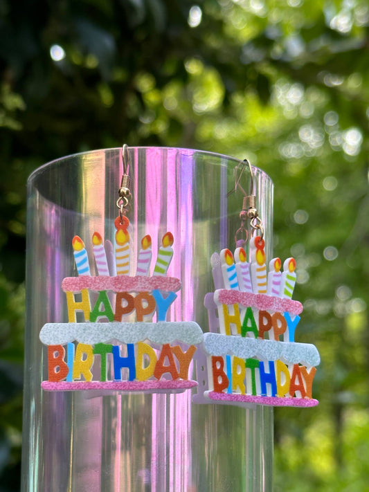 happy birthday earrings colorful lightweight party jewelry gift