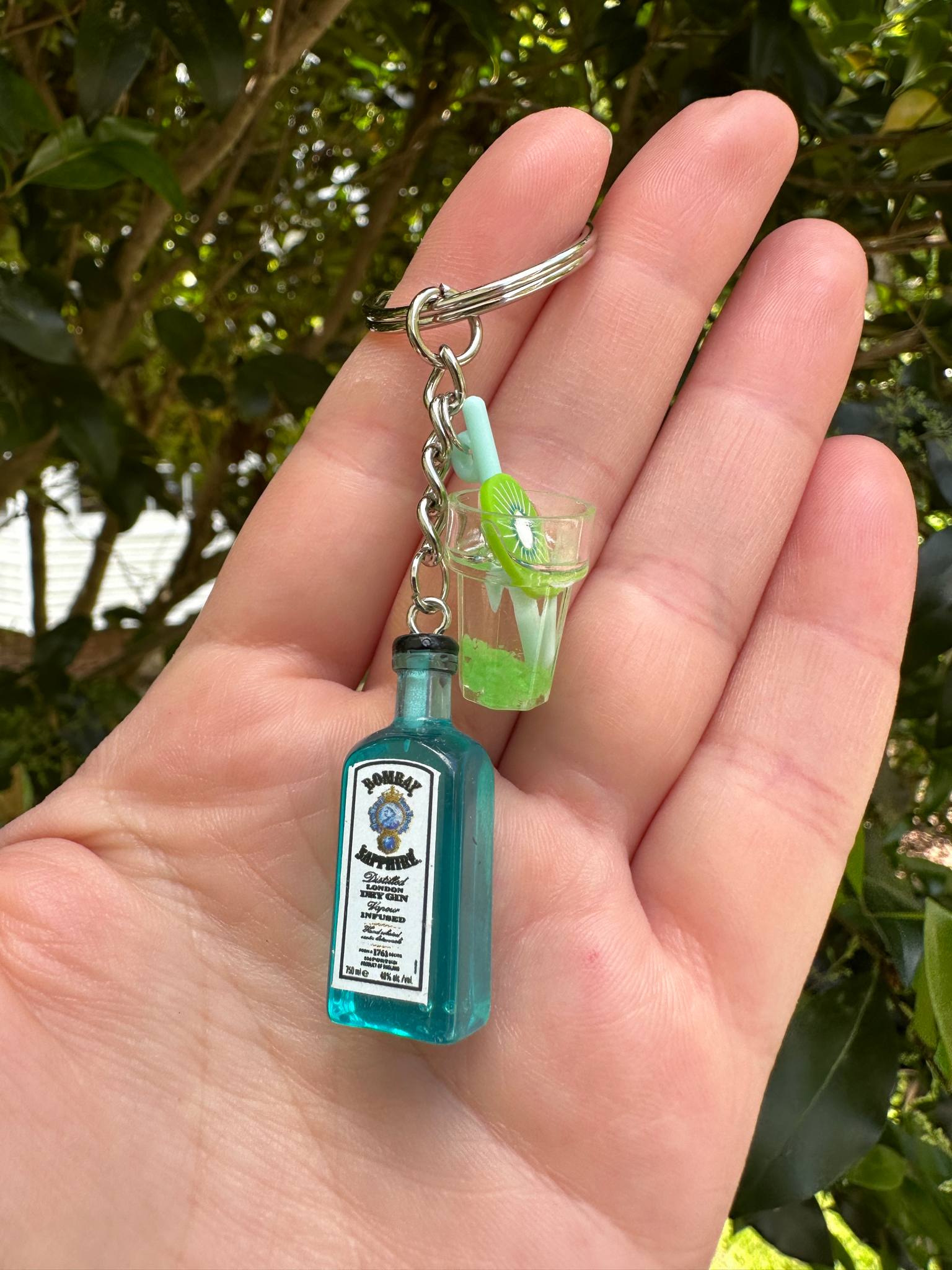miniature bombay sapphire gin bottle keychain gift for gin lovers