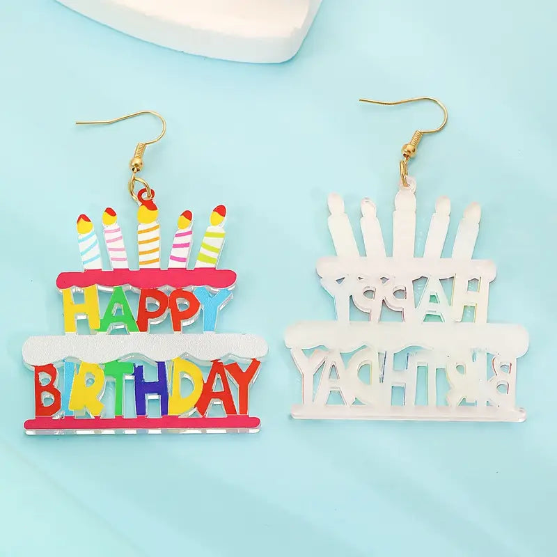 Happy Birthday cake Earrings