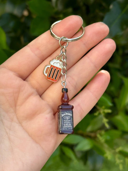 jack daniels style whisky bottle keychain with drink charms novelty couple gift