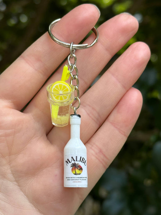 malibu bottle and drink cup keychain fun beach cocktail lover gift
