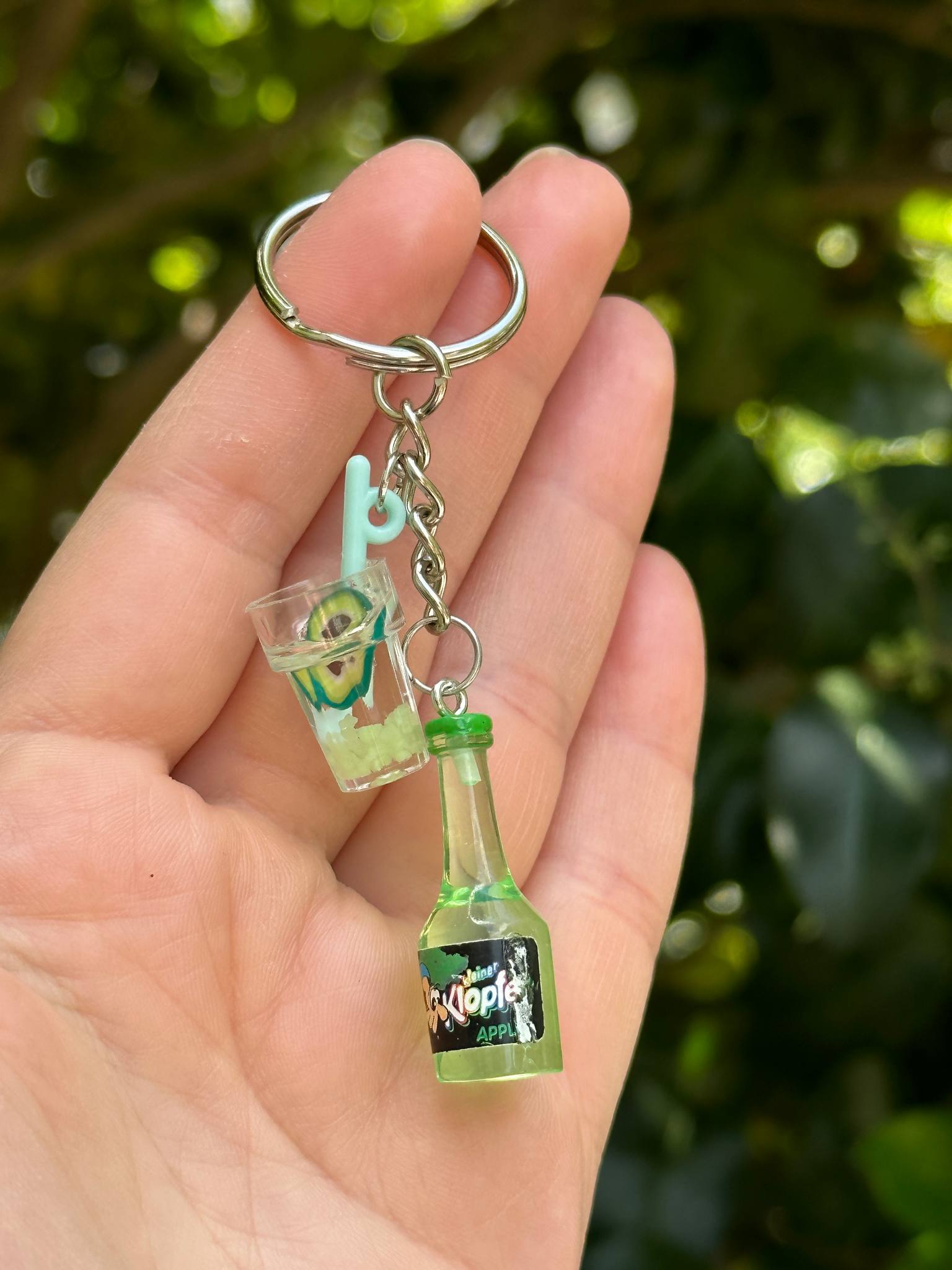 mini Kleiner Klopfer apple keychain with drink cup charms fun novelty gift