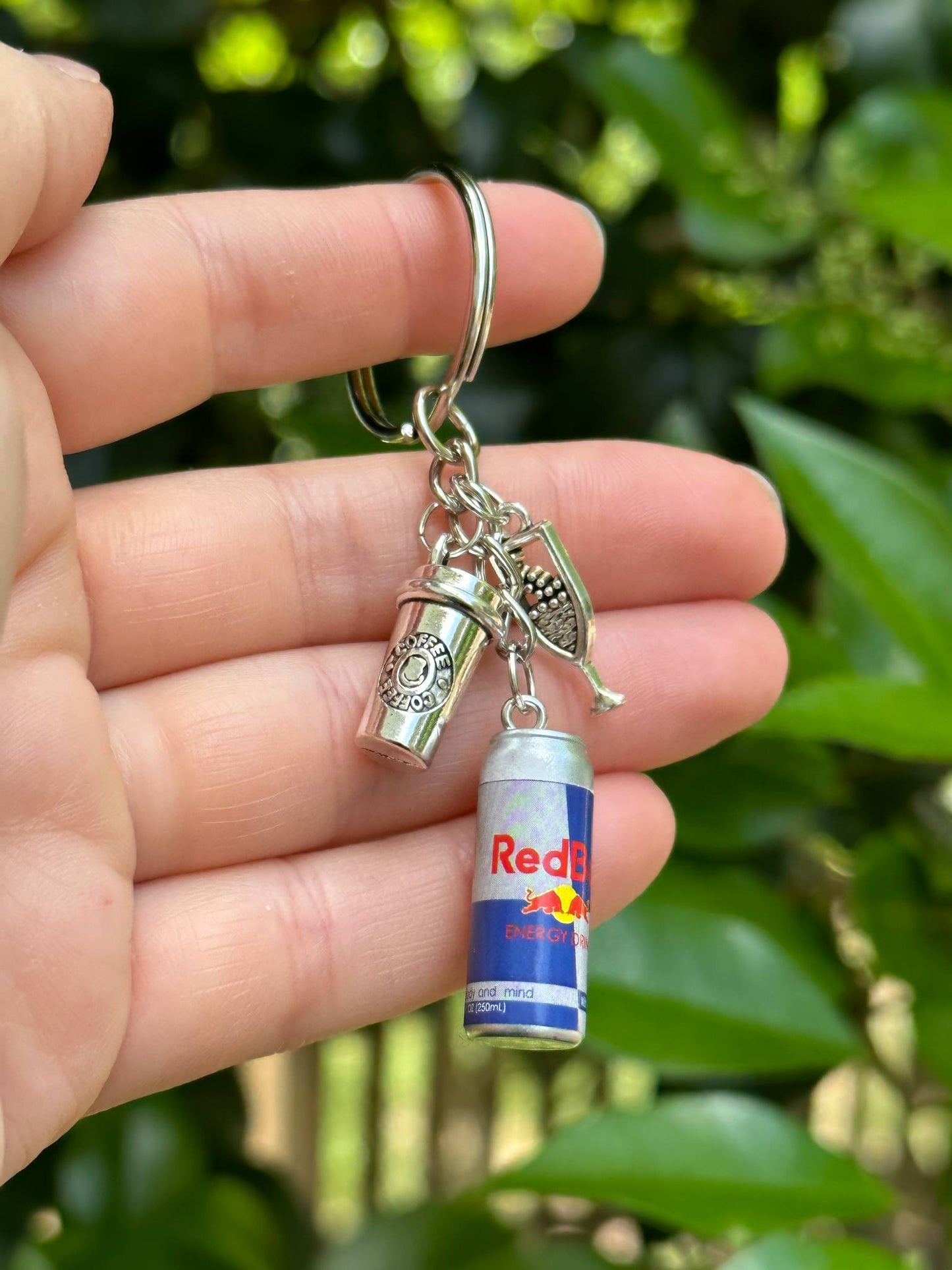 red bull coffee champagne charm keychain fun gift for couples drink lovers