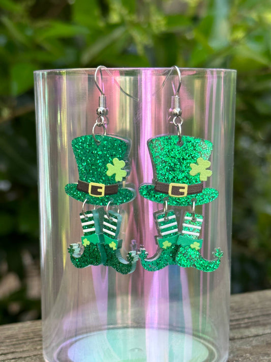 St. Patrick’s Day earrings green shamrock festive holiday jewelry