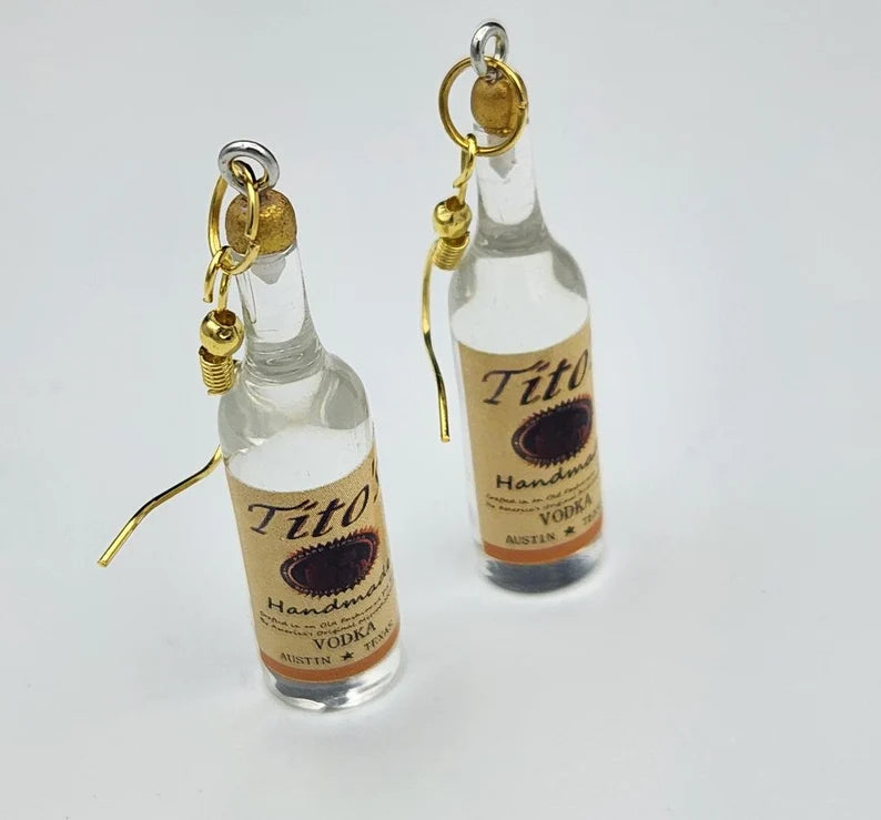 Liquor Miniature, Tito’s vodka bottle earrings