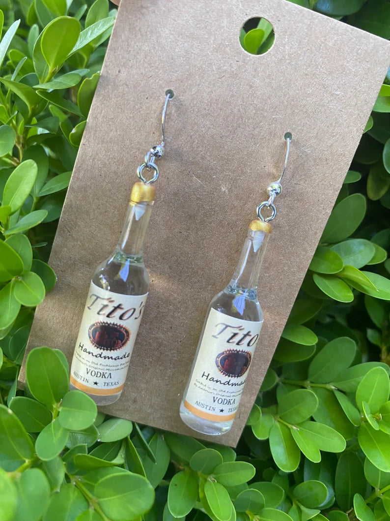 Liquor Miniature, Tito’s vodka bottle earrings