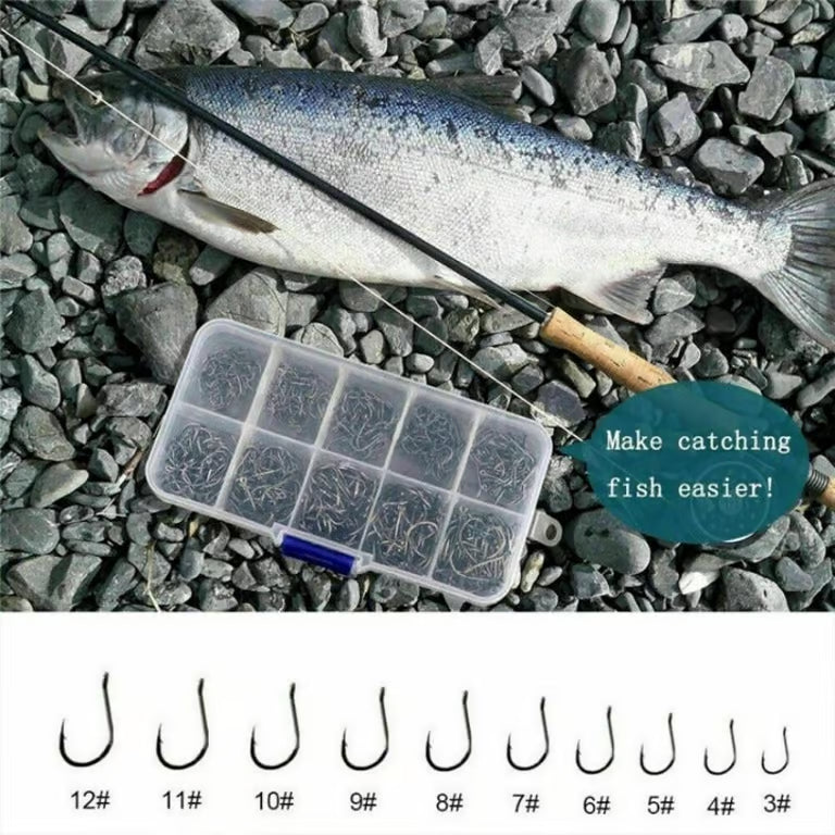 500pcs Fish Hooks 10 Sizes Fishing Black Silver Sharpened With Box Qua – Arcfo Jewelry