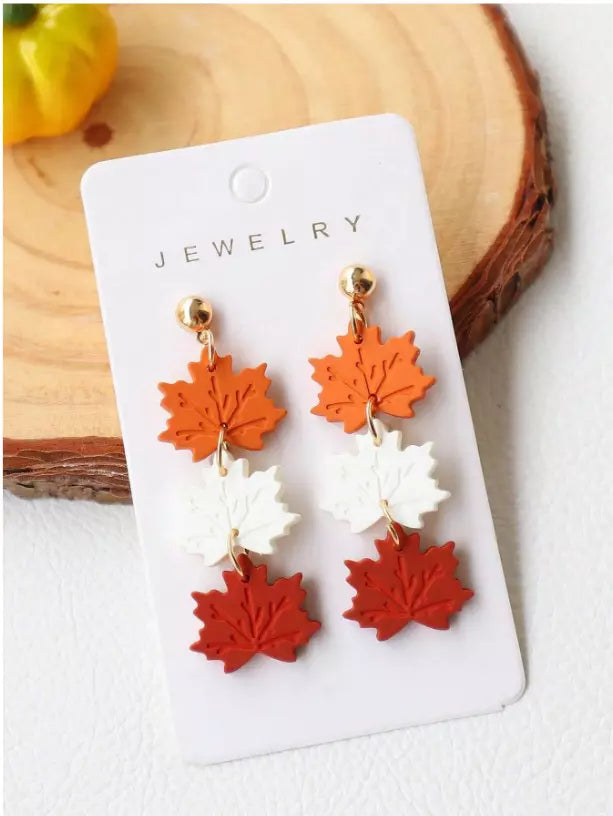 Luxury Acrylic Vintage Maple Leaf Dangle Earrings 1pair Autumn Thanksgiving Earrings