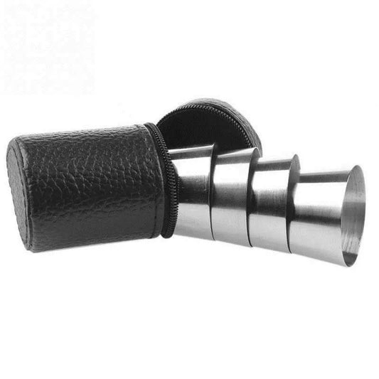 Mini Stainless Steel Cups shot 5 pcs Set ( 4 cups and 1 bag container )
