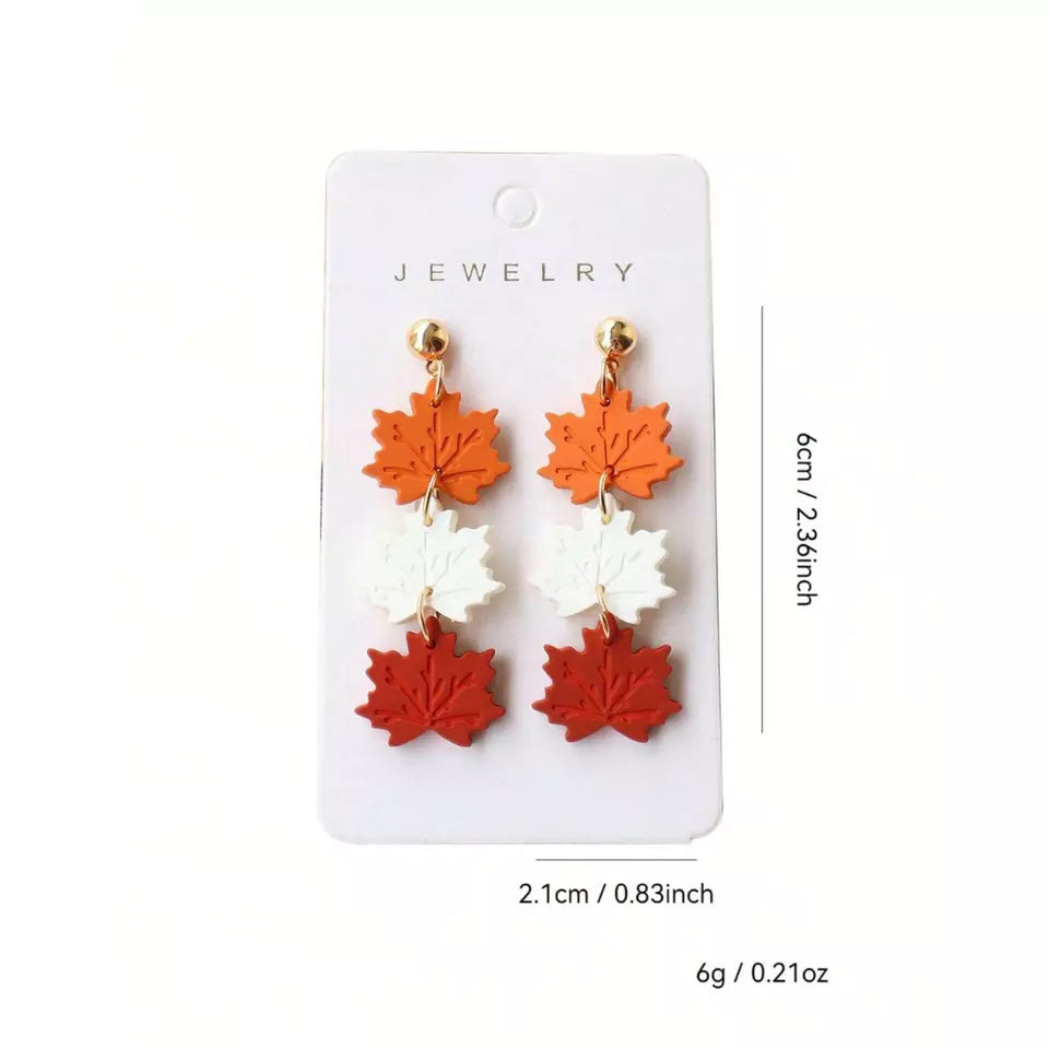 Luxury Acrylic Vintage Maple Leaf Dangle Earrings 1pair Autumn Thanksgiving Earrings