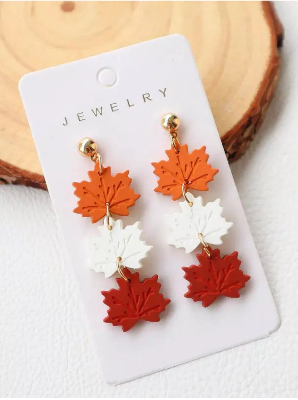 Luxury Acrylic Vintage Maple Leaf Dangle Earrings 1pair Autumn Thanksgiving Earrings